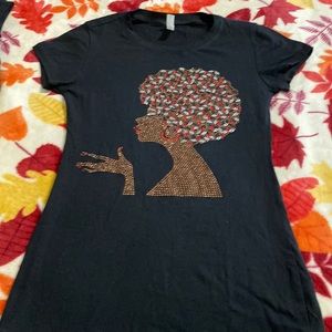 Black t-shirt with rhinestones